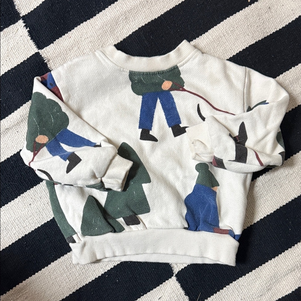 ZARA Forest Holiday Walking The Dog Sweatshirt. Size 18-24mo